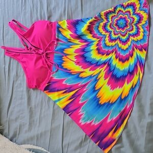 Vibrant Tie-Dye Women's Swim Suit Top